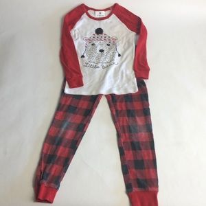 Child red and white two-piece pajamas S
